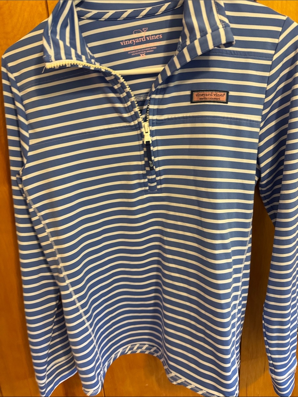 Vineyard Vines Blue and White Striped Quarter-Zip Pullover
